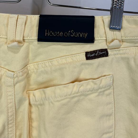 HOUSE OF SUNNY Size 4 Button Fly Cropped Jeans Cotton Denim Yellow Straight - Picture 8 of 9